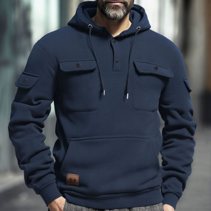 Herren Fleece-Hoodie mit praktischen Brusttaschen Aliams