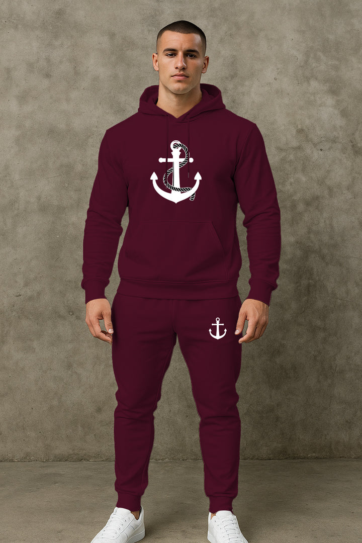 Herren Hoodie- und Jogginghose-Set mit maritimem Ankerdesign Aliams