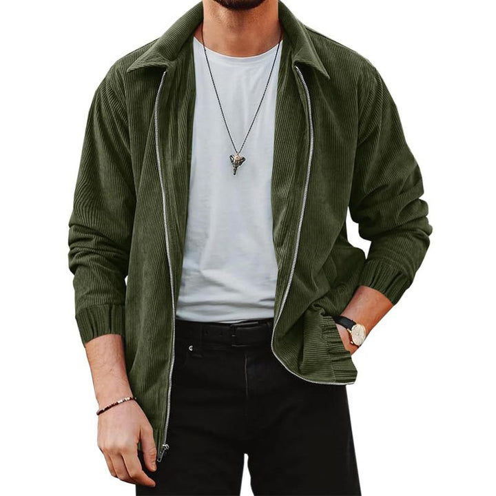 Herren bequeme Cordjacke mit durchgehender Reißverschlussfunktion Aliams