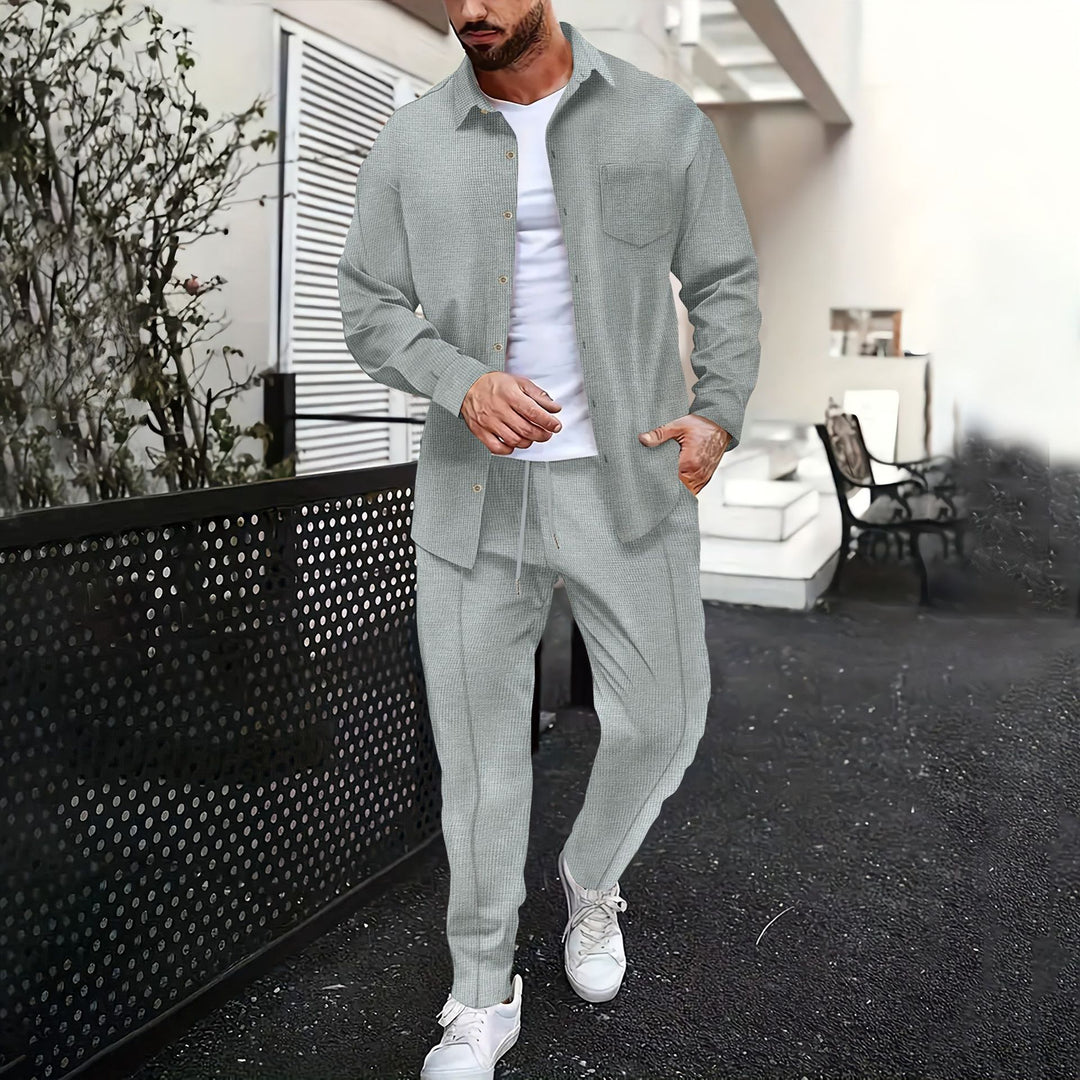 Herren Freizeitanzug mit bequemen Hemd und elastischer Hose Aliams