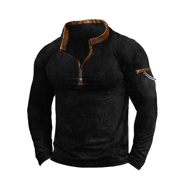 Herren Pullover mit halbem Reißverschluss und praktischen Taschen Aliams