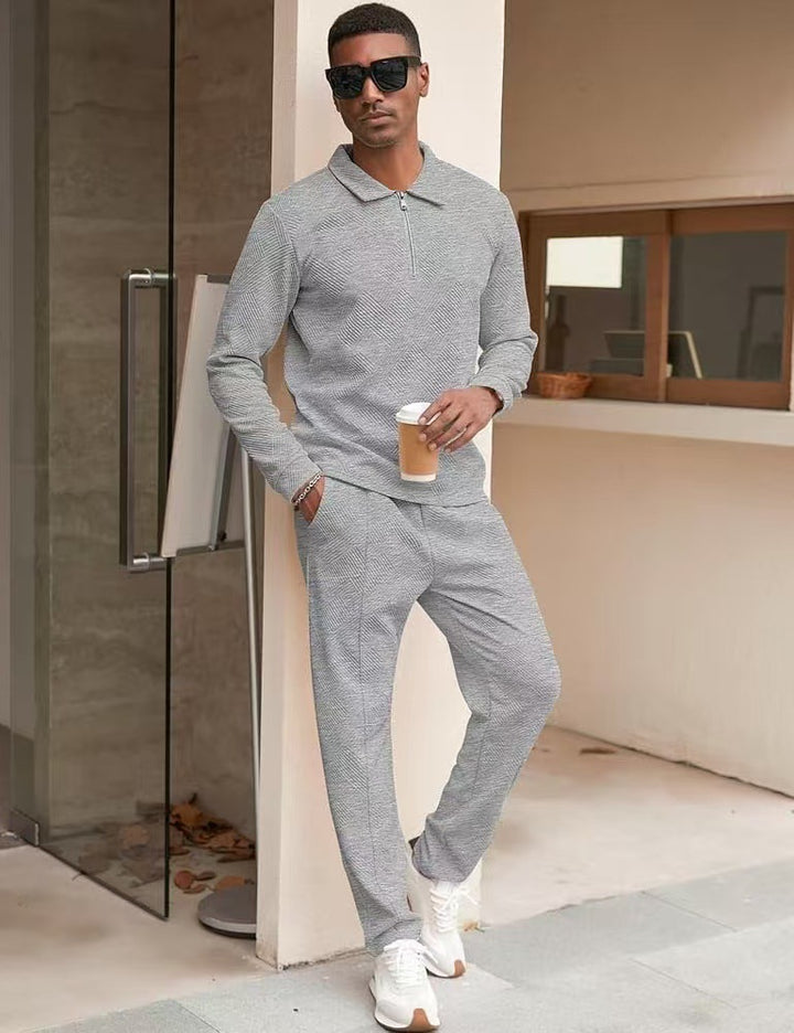 Herren Freizeit-Oberteil und Hose Set mit strukturiertem Design Aliams