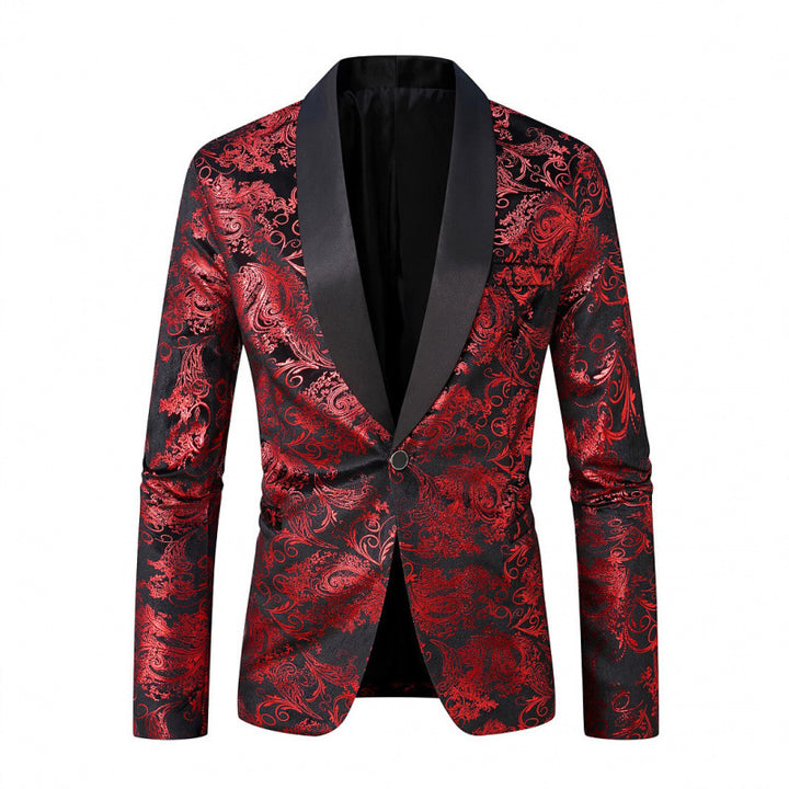 Herren Eleganter Jacquard-Blazer mit hochwertigem floralem Muster Aliams
