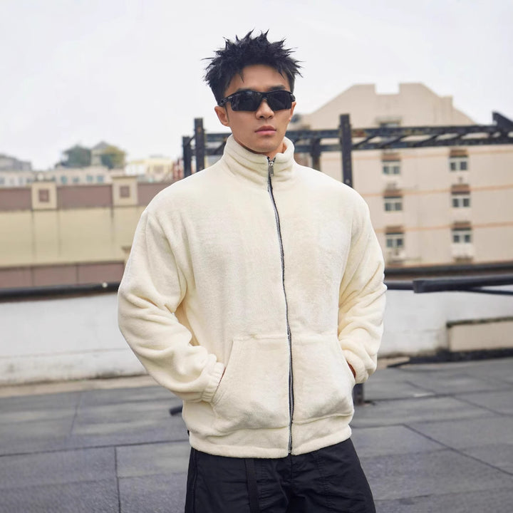 Herren Fleecejacke mit hohem Kragen und weichem Futter Aliams