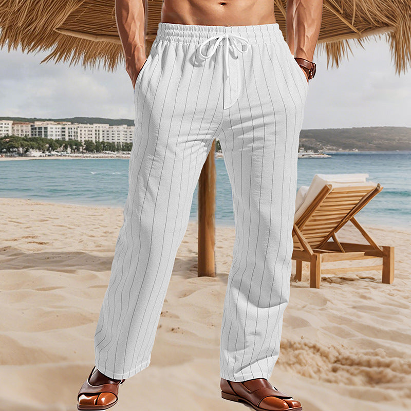 Herren elegante Freizeit-Hose mit stylischem Streifenmuster Aliams