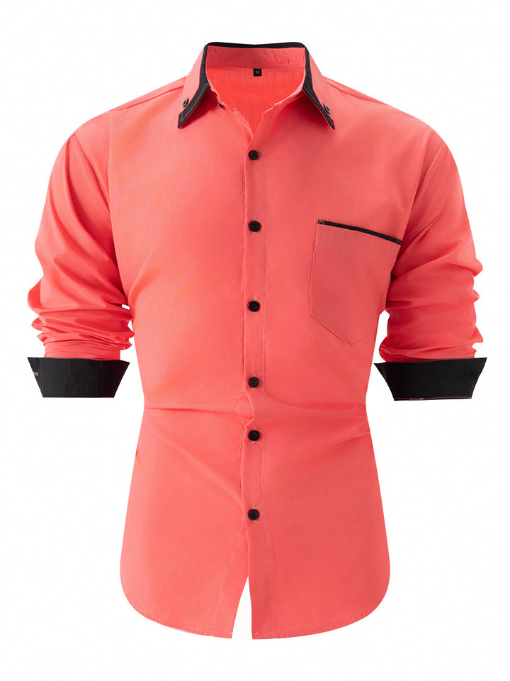 Herren elegantes Langarmhemd mit Kontrastdetails Aliams