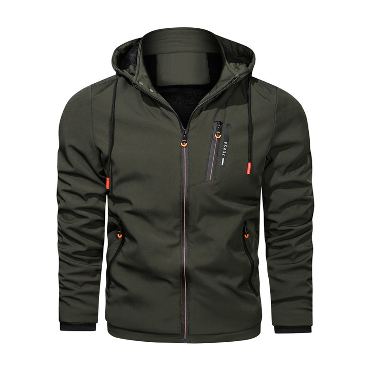 Herren sportliche Funktionsjacke mit verstellbarer Kapuze und atmungsaktivem Material Aliams