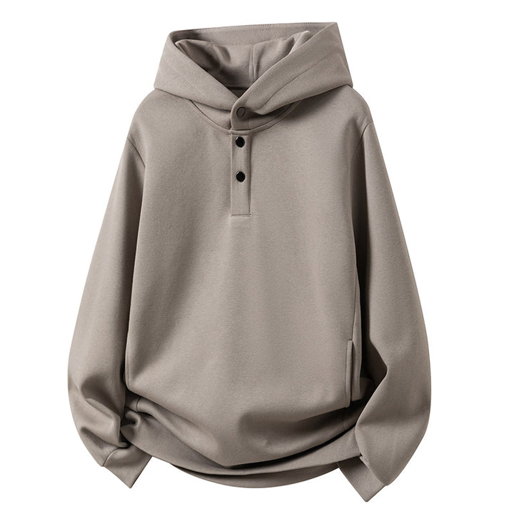 Herren Kapuzenpullover mit Knopfleiste und Kängurutasche Aliams