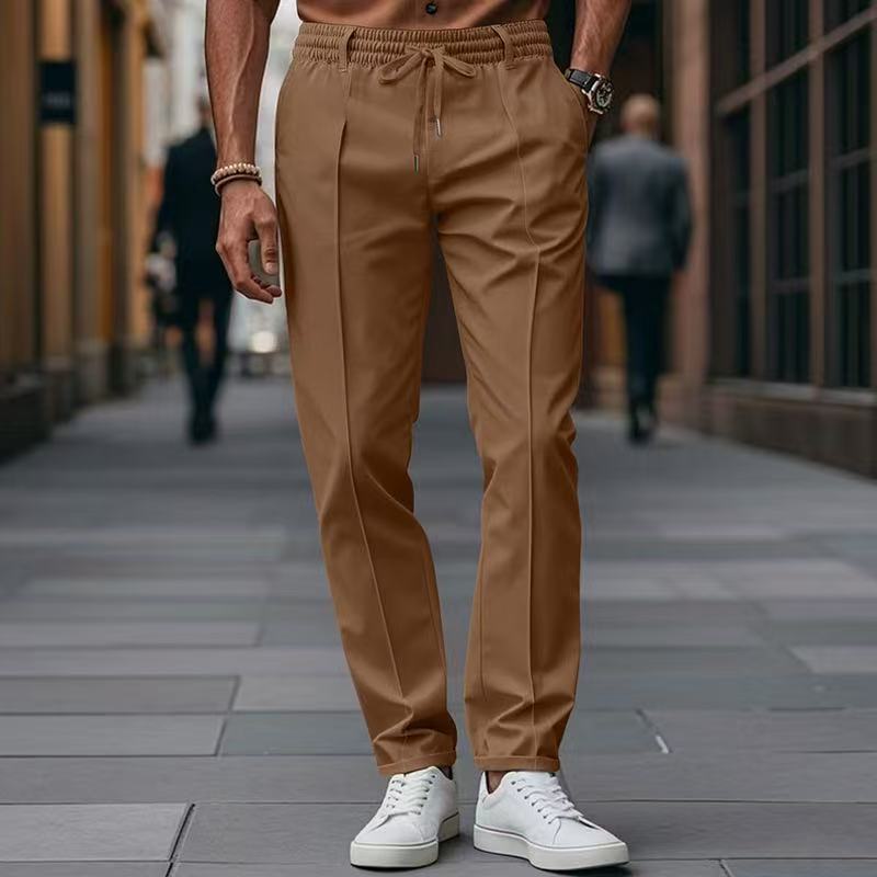 Herren elegante Freizeit-Hose mit elastischem Bund und seitlichen Eingrifftaschen Aliams