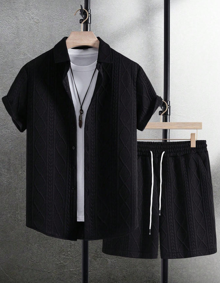 Herren stilvolles Kurzarm-Hemd mit passender Shorts Aliams