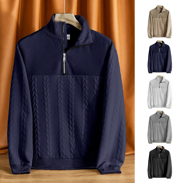 Herren Strickpullover mit hohem Kragen und strukturiertem Design Aliams