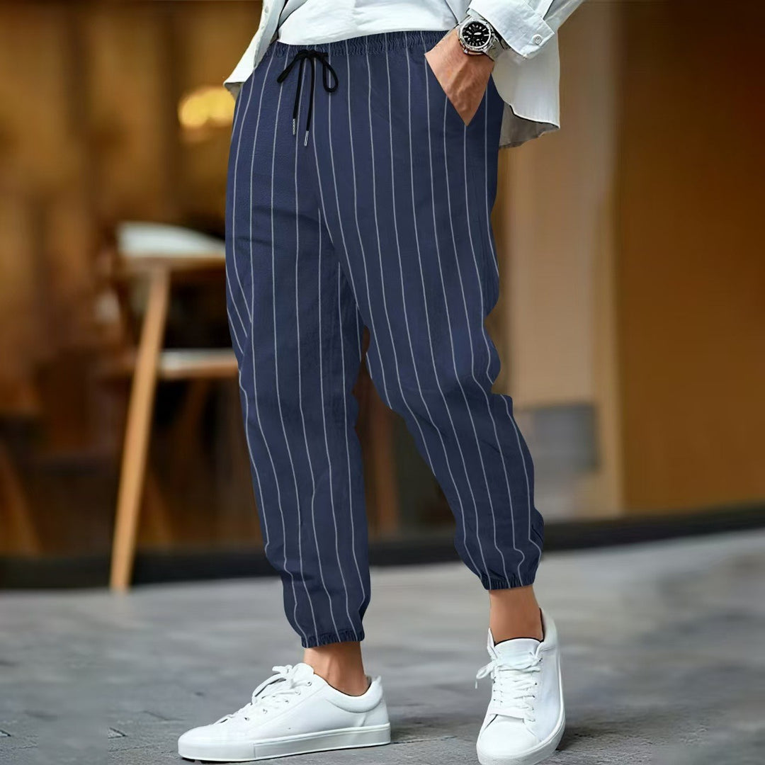 Herren stylische Freizeithose mit elegantem Streifenmuster Aliams