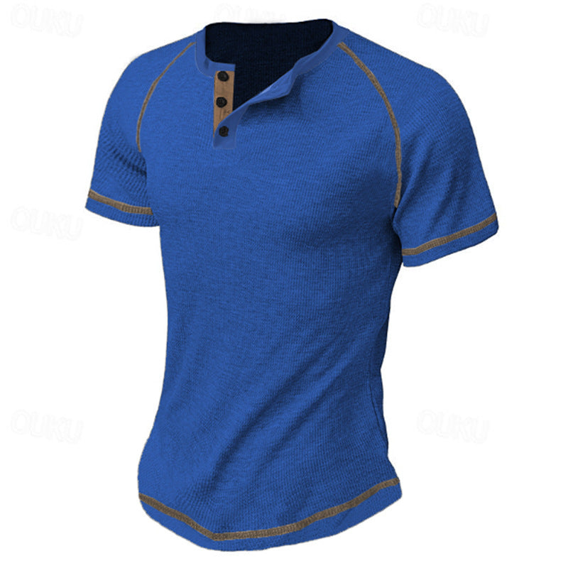 Herren Kurzarm-Henley-Shirt mit modischem Knopfdesign Aliams