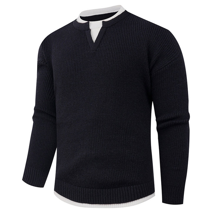 Herren Strickpullover mit V-Ausschnitt und modernem Rippenmuster Aliams