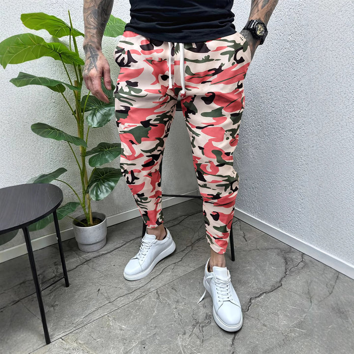 Herren Camouflage Jogginghose mit elastischem Bund und seitlichen Taschen Aliams