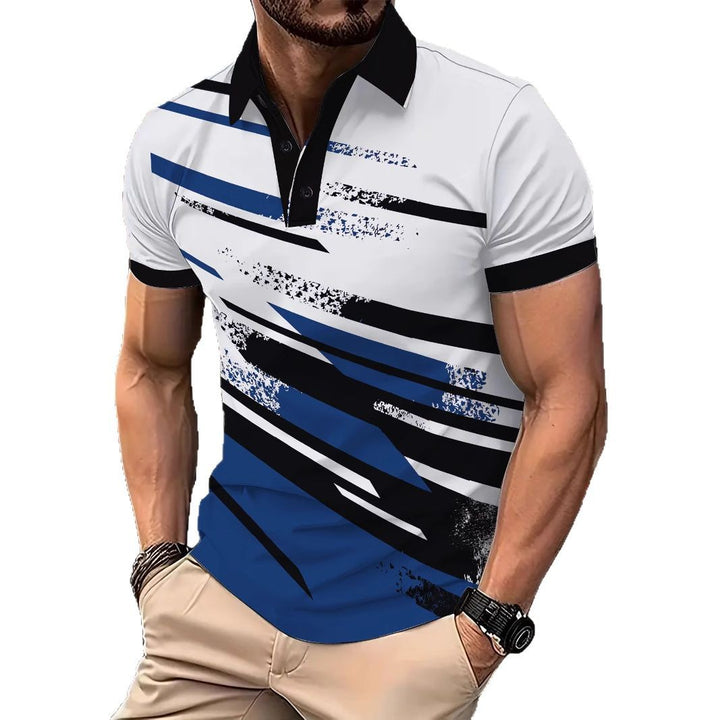 Herren Kurzarm Poloshirt mit dynamischem Streifenmuster Aliams