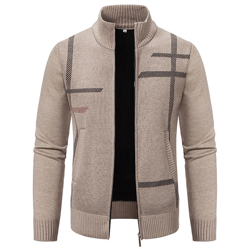 Herren Strickjacke mit modernem Zipper und hohem Kragen Aliams