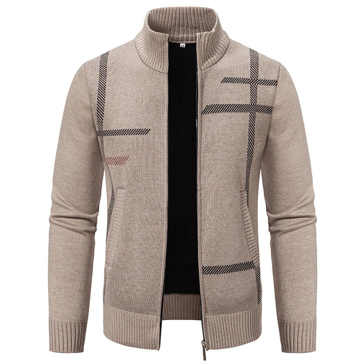 Herren Strickjacke mit modernem Zipper und hohem Kragen Aliams