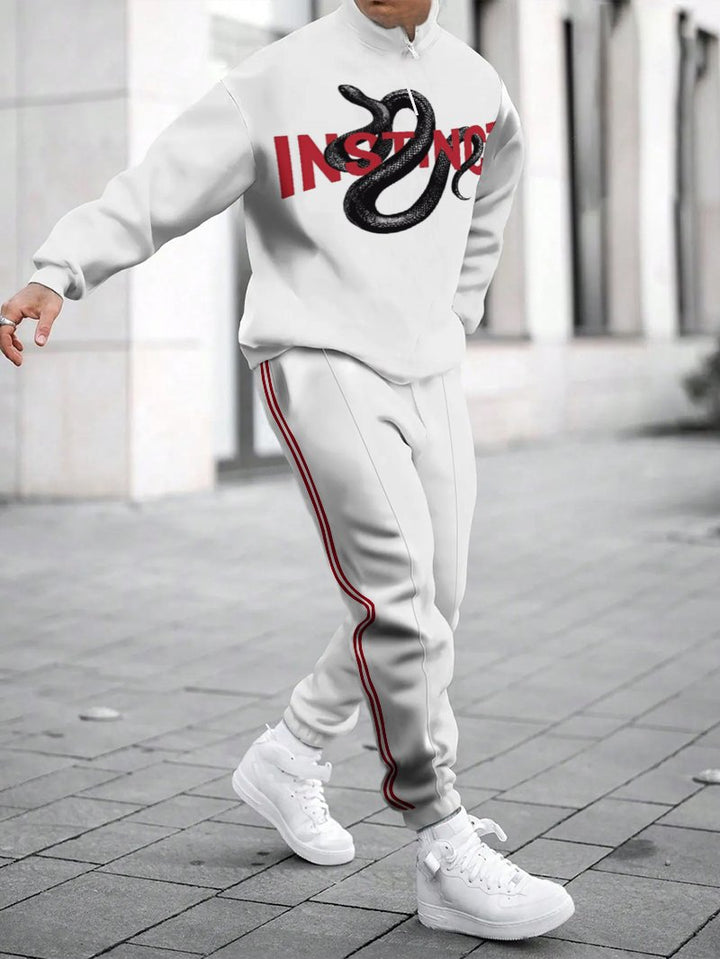 Herren Sportliches Sweatshirt mit modernem Zipper und grafischem Muster Aliams