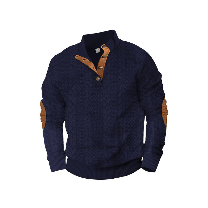 Herren Strickpullover mit strukturiertem Kabelmuster und kurzen Knopfdetails Aliams