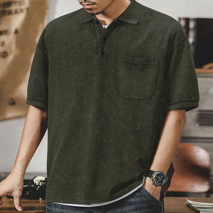Herren Polohemd mit lässigem Schnitt und Brusttasche Aliams