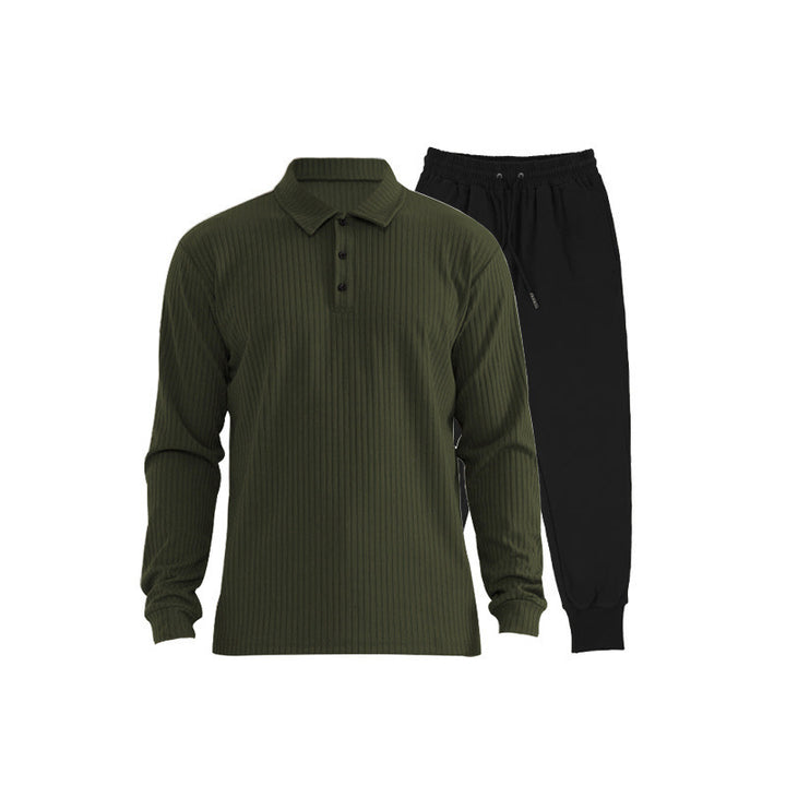 Herren Sportliches Langarm-Polo und Jogginghose Set Aliams