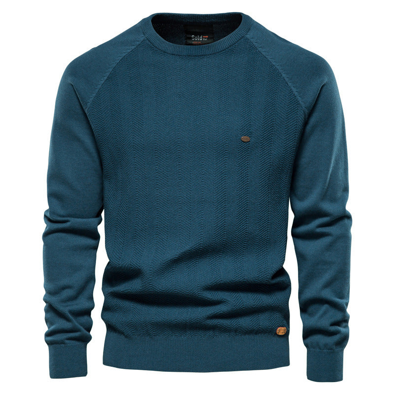 Herren Strickpullover mit elegantem Zickzackmuster und Rundhalsausschnitt Aliams