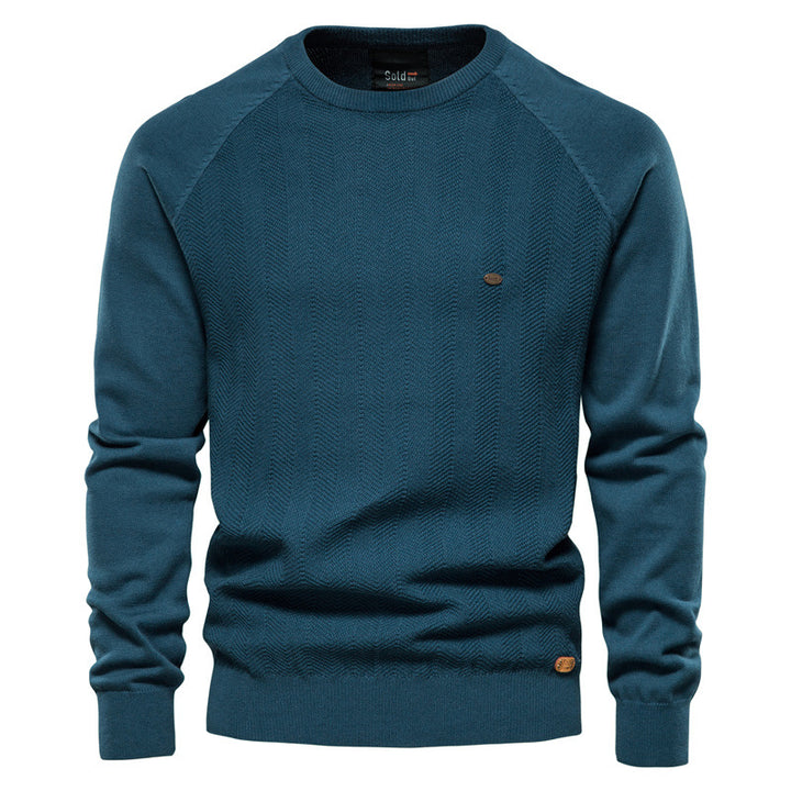 Herren Strickpullover mit elegantem Zickzackmuster und Rundhalsausschnitt Aliams