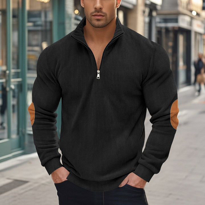 Herren Pullover mit halbem Reißverschluss und strukturiertem Design Aliams