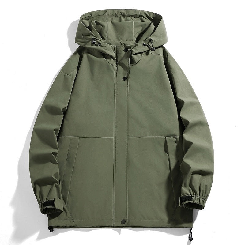 Herren Wasserabweisende Übergangsjacke mit verstellbarer Kapuze und praktischen Taschen Aliams
