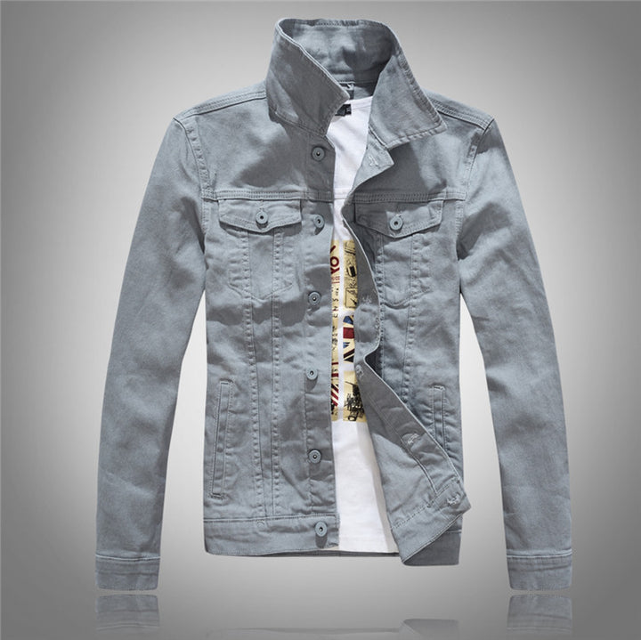 Herren stylische Denimjacke mit modernem Stehkragen und praktischen Taschen Aliams