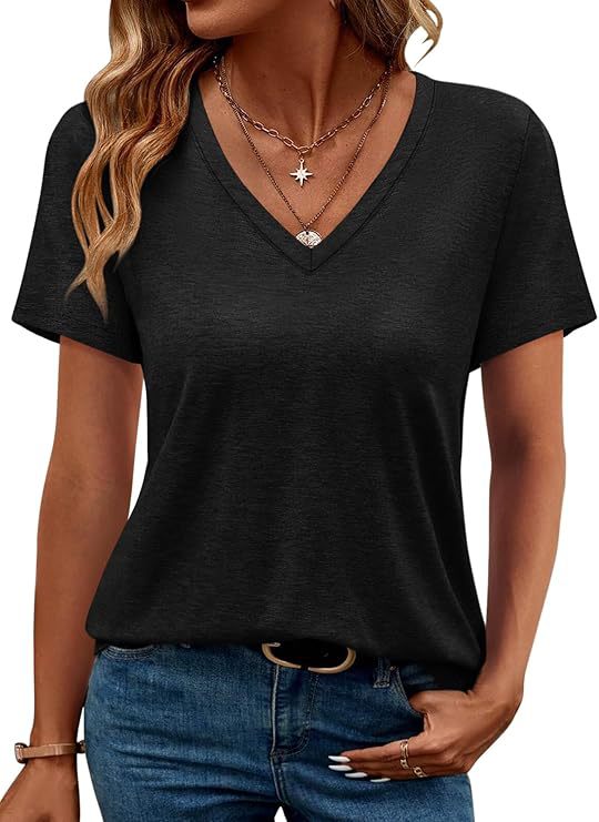 Damen V-Ausschnitt T-Shirt Aus Weichem Single Jersey Aliams