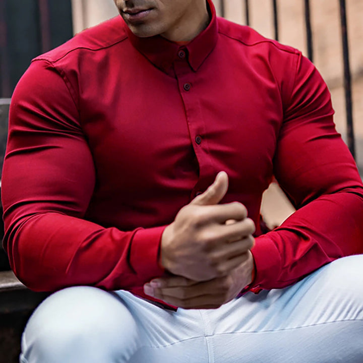 Herren Sportliches Langarmhemd mit strukturiertem Gewebe und modernem Schnitt Aliams