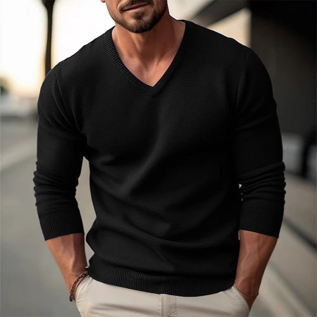 Herren V-Ausschnitt Pullover mit strukturiertem Design und komfortablem Schnitt Aliams