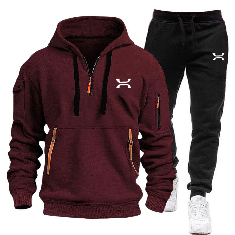 Herren sportliches Hoodie- und Jogginganzug-Set mit funktionalen Taschen und sportlichem Schnitt Aliams