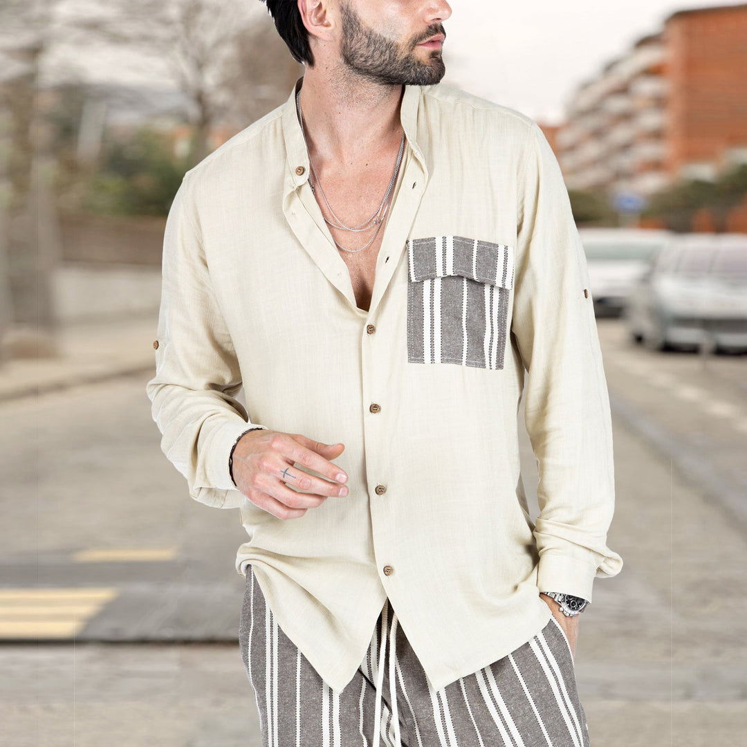 Herren luftige Sommerbluse mit Streifenmuster Aliams