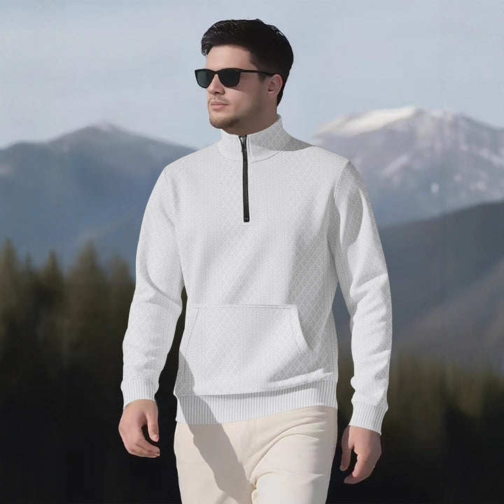 Herren Sweatpullover mit Stehkragen und praktischen Taschen Aliams