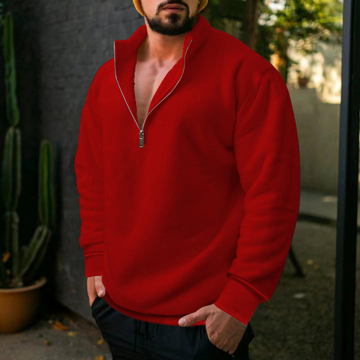 Herren Fleece-Pullover mit halbem Reißverschluss Aliams