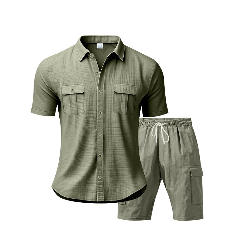 Herren Freizeit-Outfit mit lässigem Hemd und praktischen Cargo-Shorts Aliams
