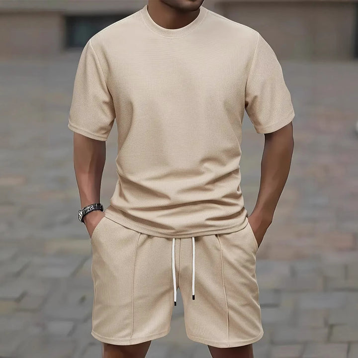 Herren komfortables Freizeit-Set mit hochwertigem T-Shirt und Shorts Aliams