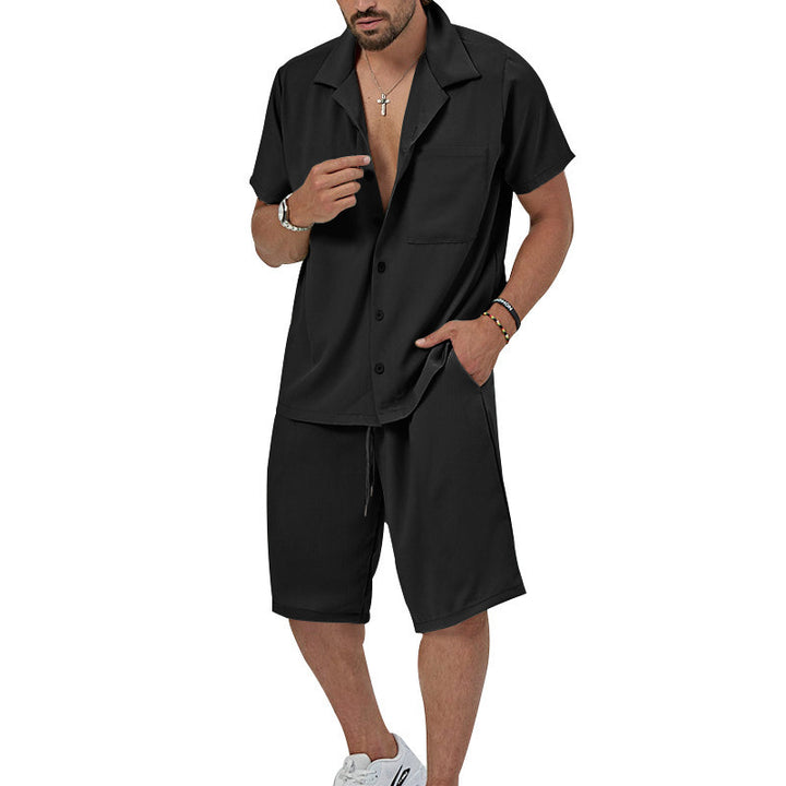 Herren Sommerliches Freizeit-Set mit Kurzarmhemd und lässigen Shorts Aliams