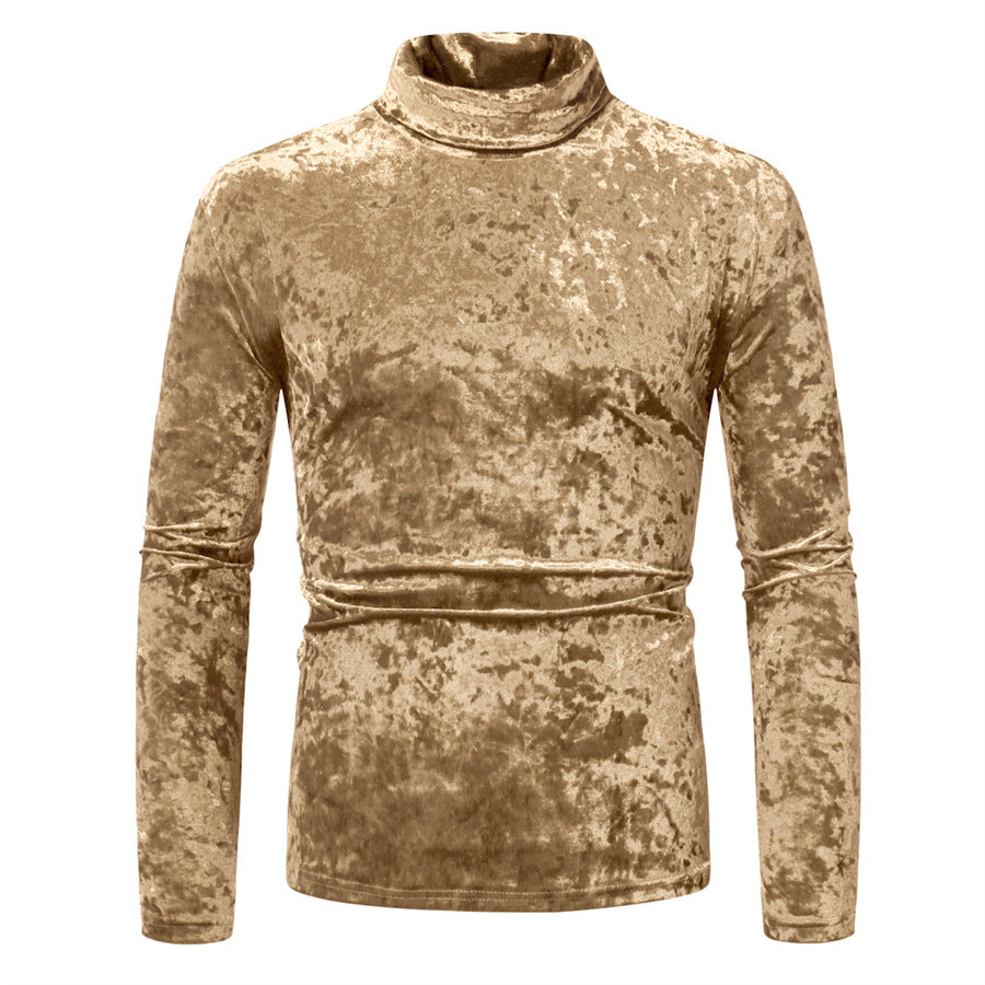 Herren eleganter Rollkragenpullover aus samtigem Stoff Aliams