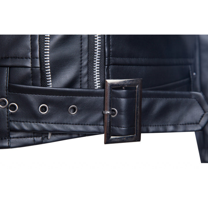 Herren Biker-Lederjacke mit asymmetrischem Reißverschluss und zahlreichen Taschen Aliams