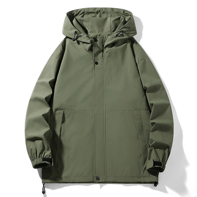 Herren Wasserabweisende Übergangsjacke mit verstellbarer Kapuze und praktischen Taschen Aliams