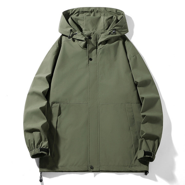 Herren Wasserabweisende Übergangsjacke mit verstellbarer Kapuze und praktischen Taschen Aliams