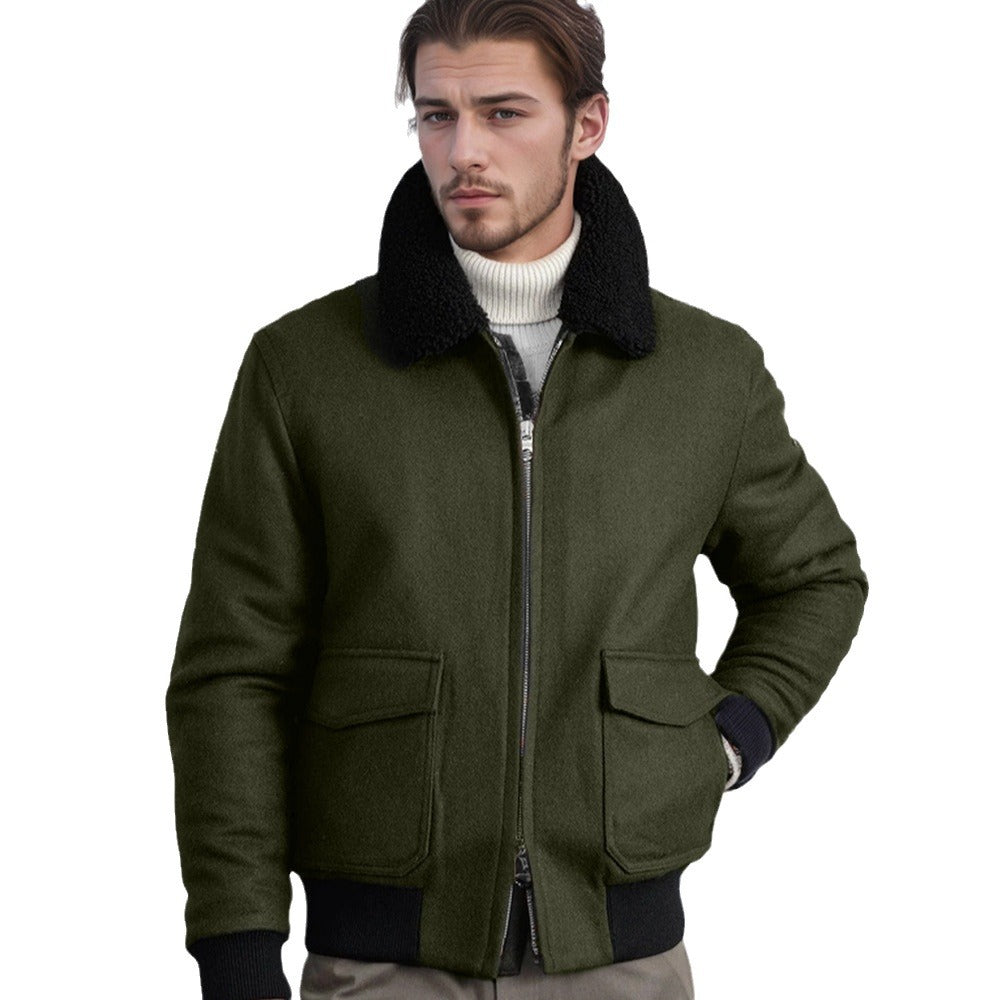 Herren warme Fleecejacke mit Stehkragen und praktischen Taschen Aliams
