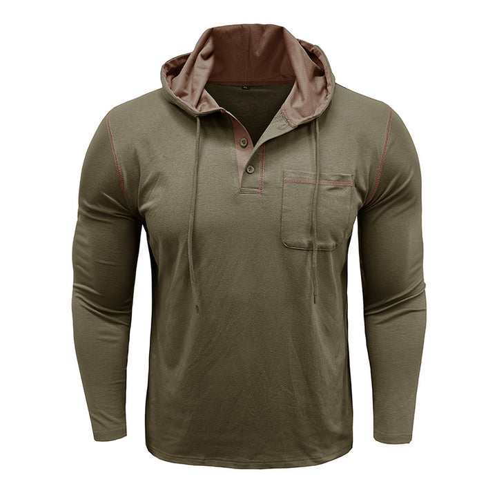 Herren Kapuzenpullover mit modischer Knopfleiste und praktischer Brusttasche Aliams