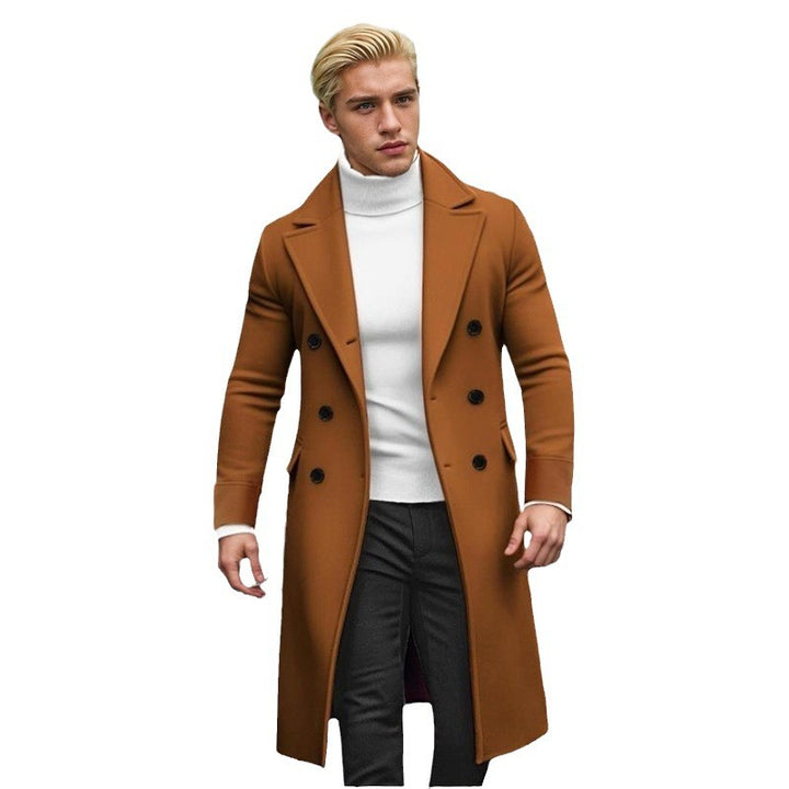 Herren eleganter doppelt-knopf Mantel mit hohem Kragen Aliams