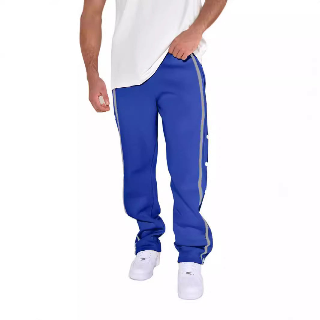 Herren bequeme Sporthose mit Knopfleiste und seitlichen Kontraststreifen Aliams