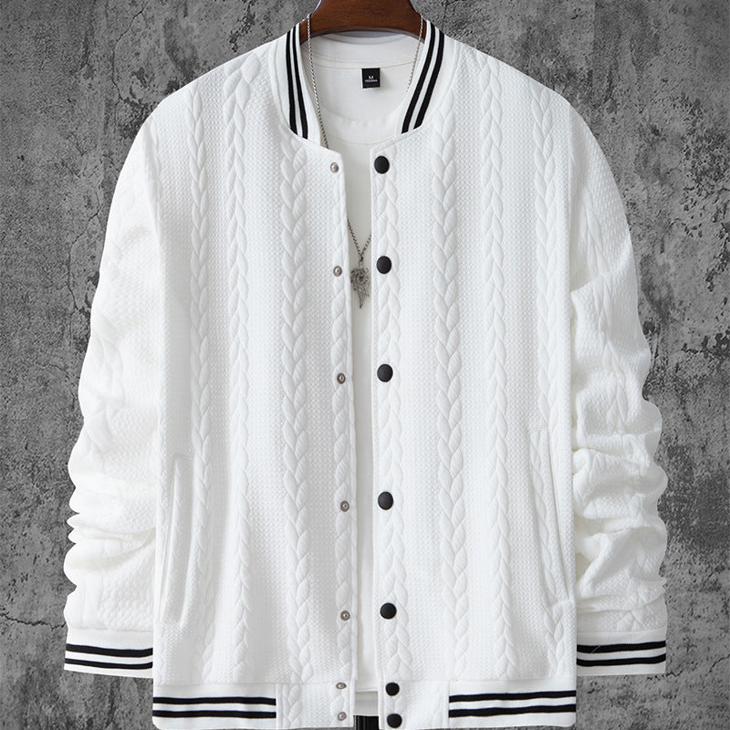 Herren stylische Bomberjacke mit strukturiertem Strickmuster und sportlichen Akzenten Aliams